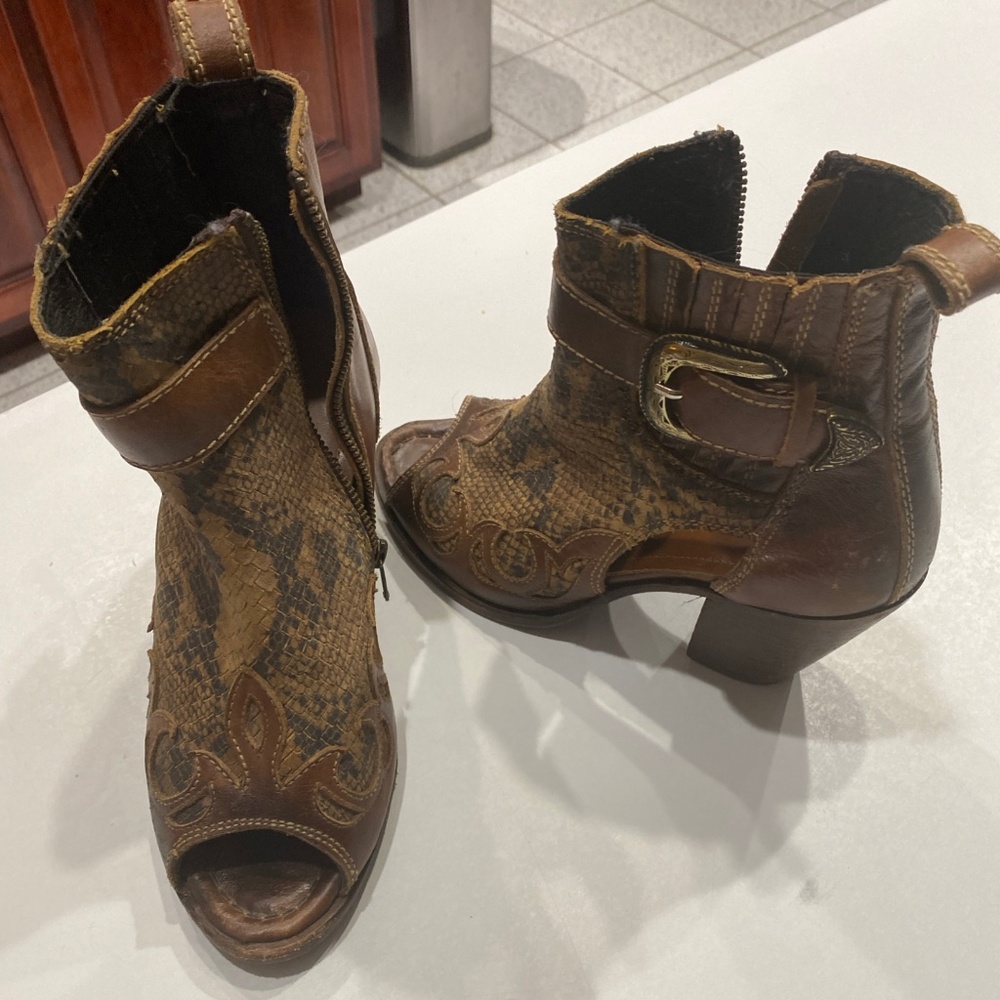 Free people liberty black brown python hailee boot 8.5